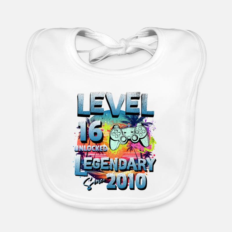 Level 16 Jahre Freigeschaltet seit 2010 Geburtstag Baby Bio-Lätzchen
