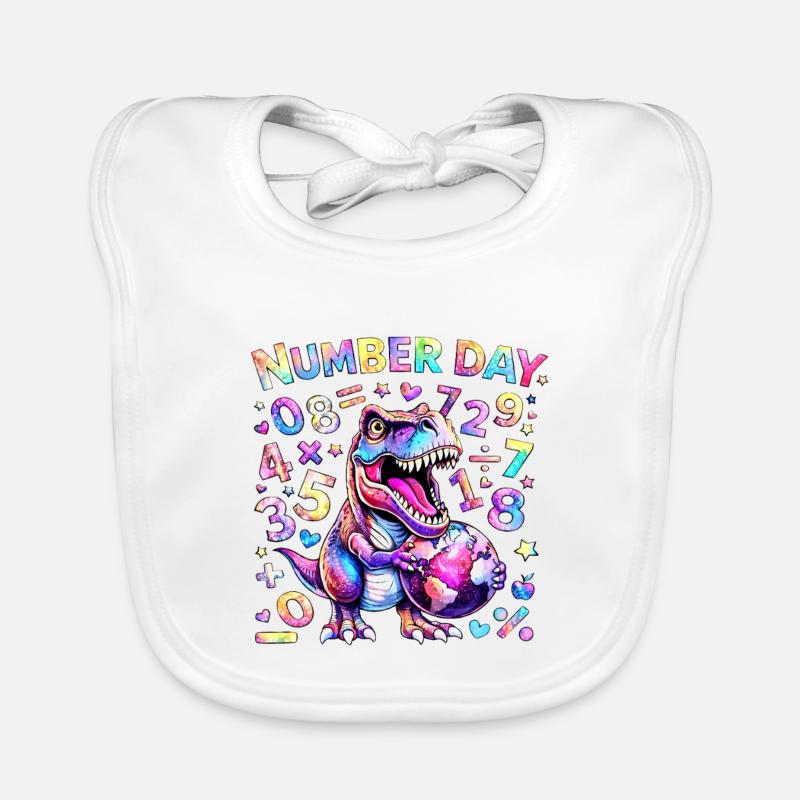 Dino Number Day Rainbow Organic Baby Bibs