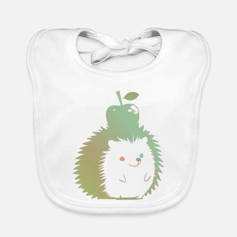 Pastell-Igel mit Apfel - Baby Bio-Lätzchen - Weiß