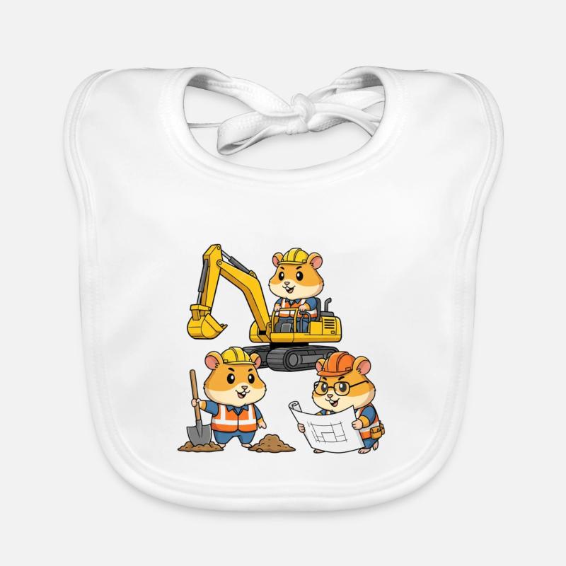 Hamster Construction Worker Organic Baby Bibs