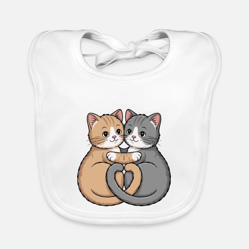 Katze Paar Herz Baby Bio-Lätzchen