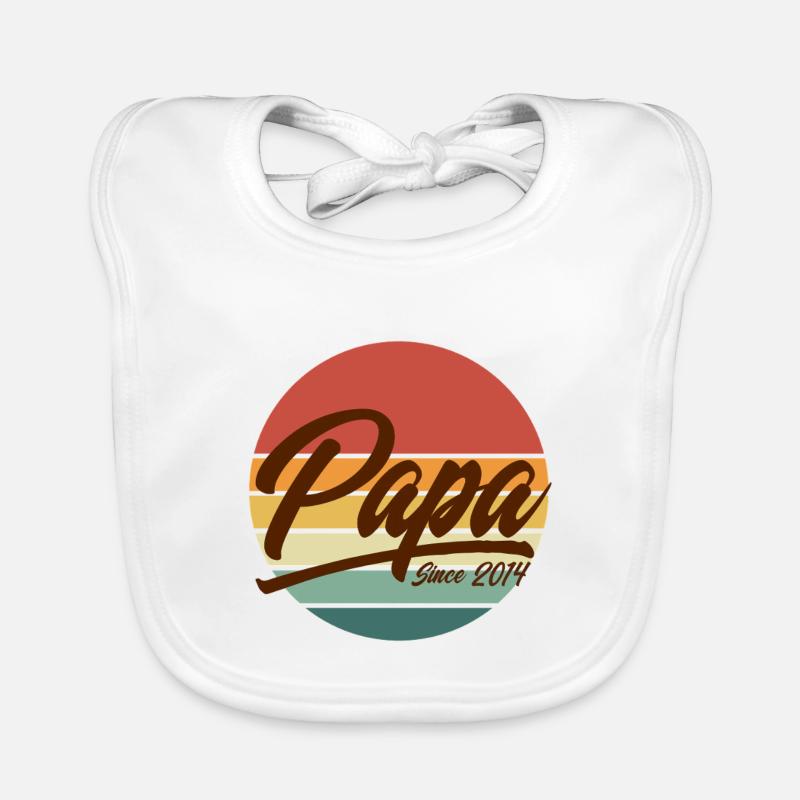 Papa seit 2014 Retro Sunset Vintage Vaterschaft Baby Bio-Lätzchen