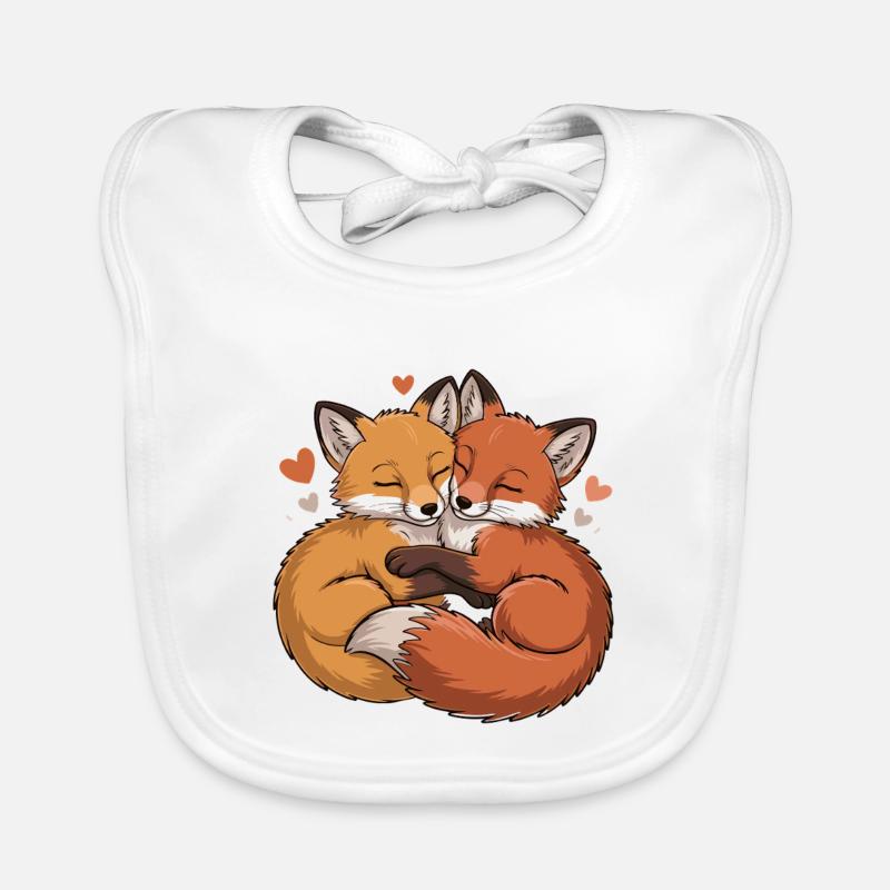 Deux Renards s’embrassent Bavoir bio Bébé