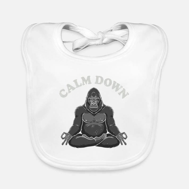 Pose de méditation Calm Gorila - Bavoir bio Bébé - blanc