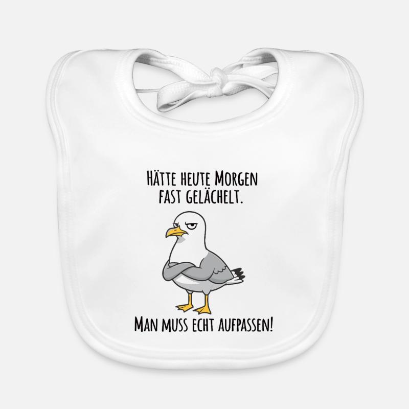 Almost Smiled – Grumpy Seagull for Morning Grouches Organic Baby Bibs