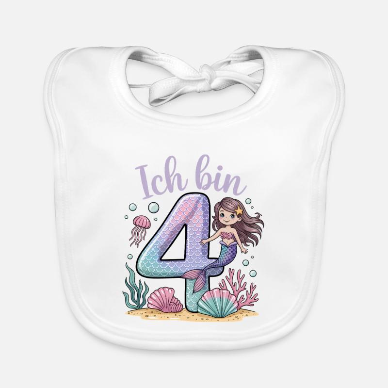 Ich Bin 4 Meerjungfrauen Mädchen 4. Geburtstag Baby Bio-Lätzchen