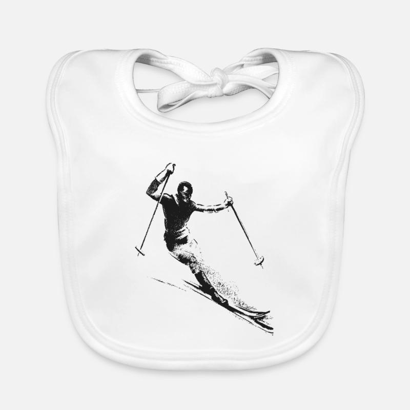 Retro Skifahrer - Baby Bio-Lätzchen - Weiß