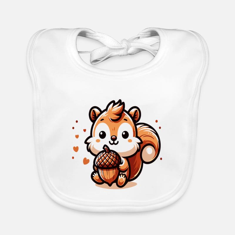 Süßes Eichhörnchen mit Herz-Eichel Baby Bio-Lätzchen