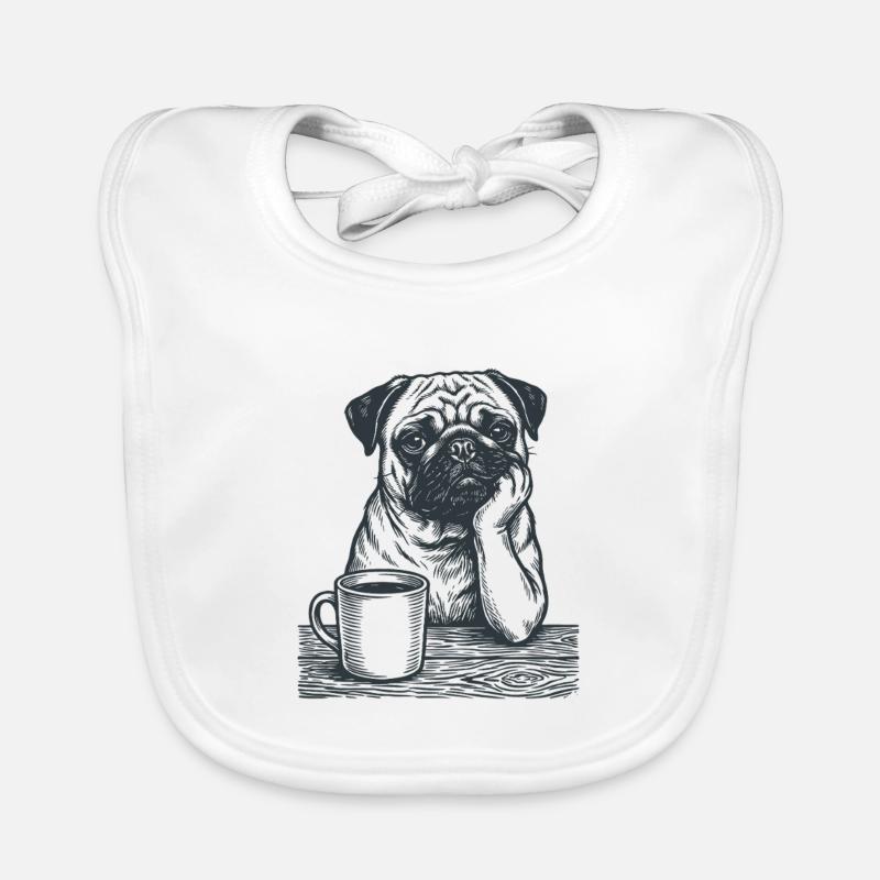 Echter Mops Kaffee Morgenmuffel Look Baby Bio-Lätzchen