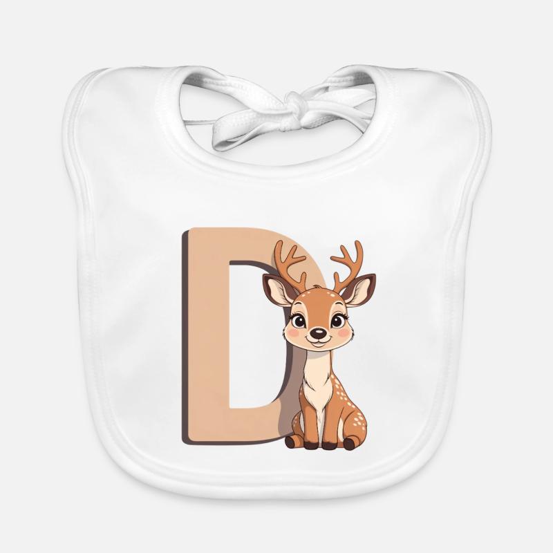 Dessin animé de Cerf D Lettre Câline D Bavoir bio Bébé