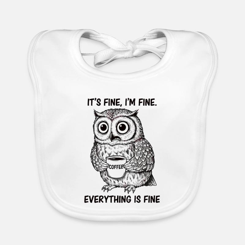 Its Fine Im Fine Kaffee Eule Baby Bio-Lätzchen