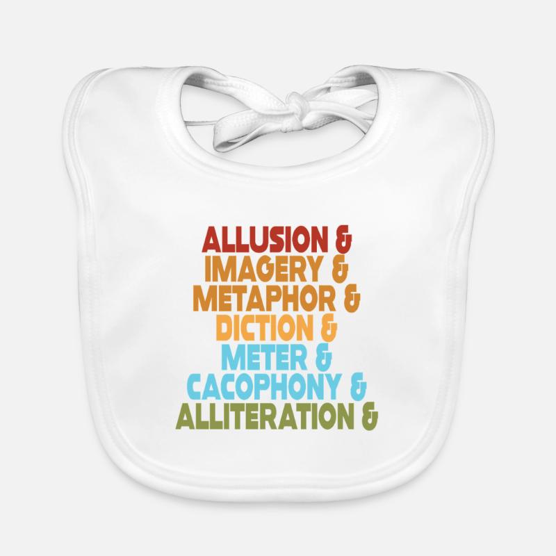 Literary Devices Typography Stack Organic Baby Bibs
