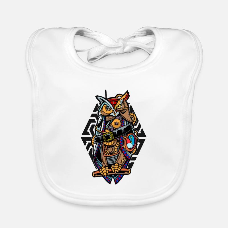 Steampunk-Eule mit Zahnrädern Mystisch Mechanisch  Baby Bio-Lätzchen