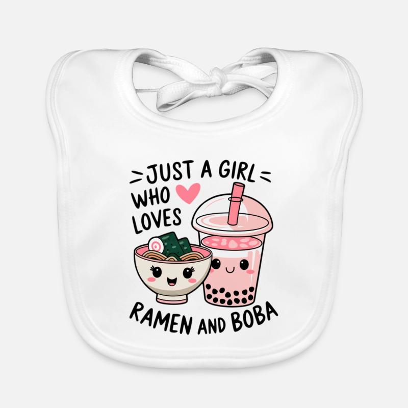 Mädchen liebt Ramen und Boba Baby Bio-Lätzchen