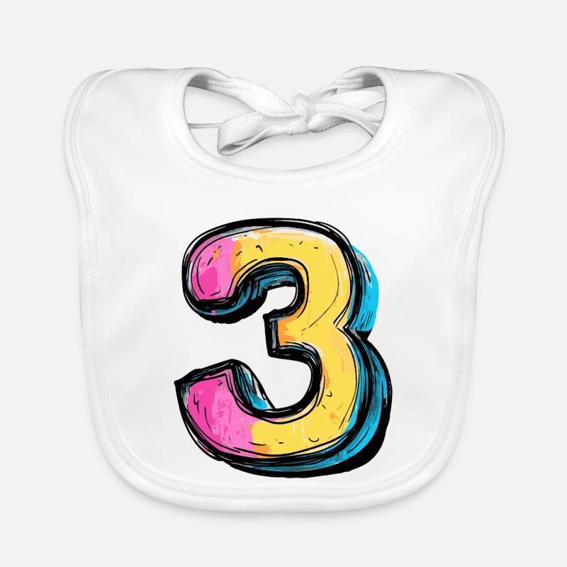 3 Number Colorful Organic Baby Bibs