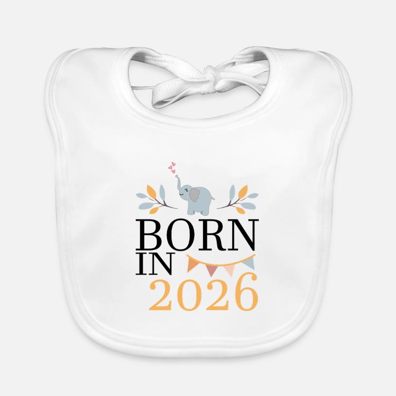 Née en 2026 Bébé Éléphant Bientôt Maman Cadeau Bavoir bio Bébé