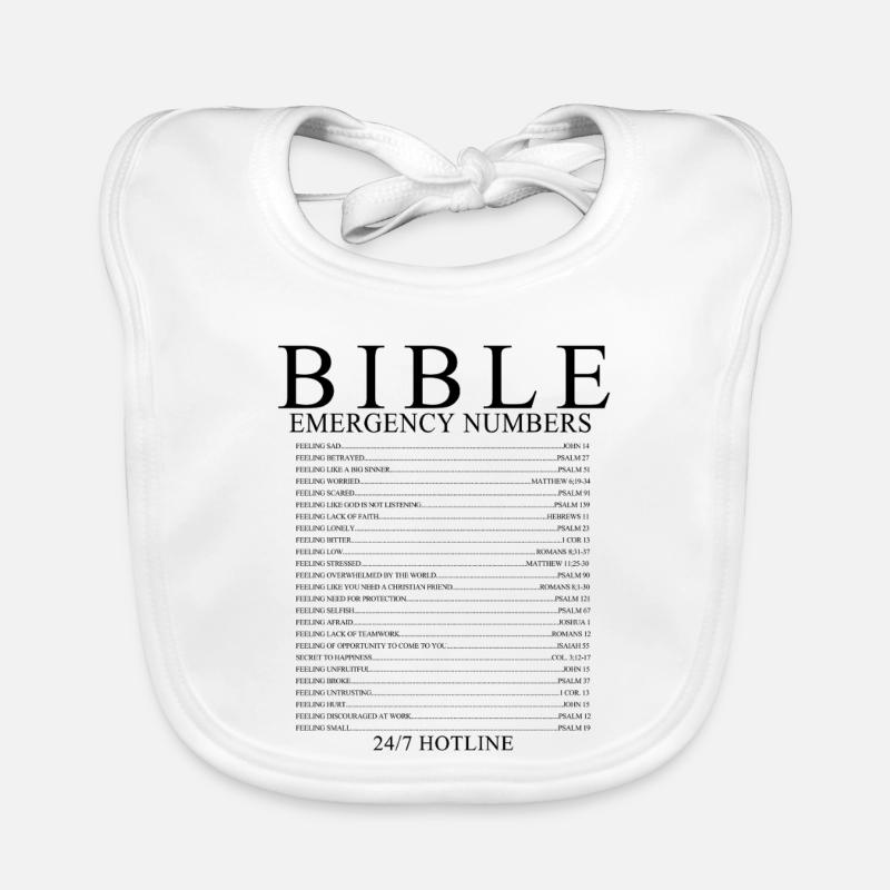 Numéros d’urgence bibliques Conception de la foi chrétienne Bavoir bio Bébé
