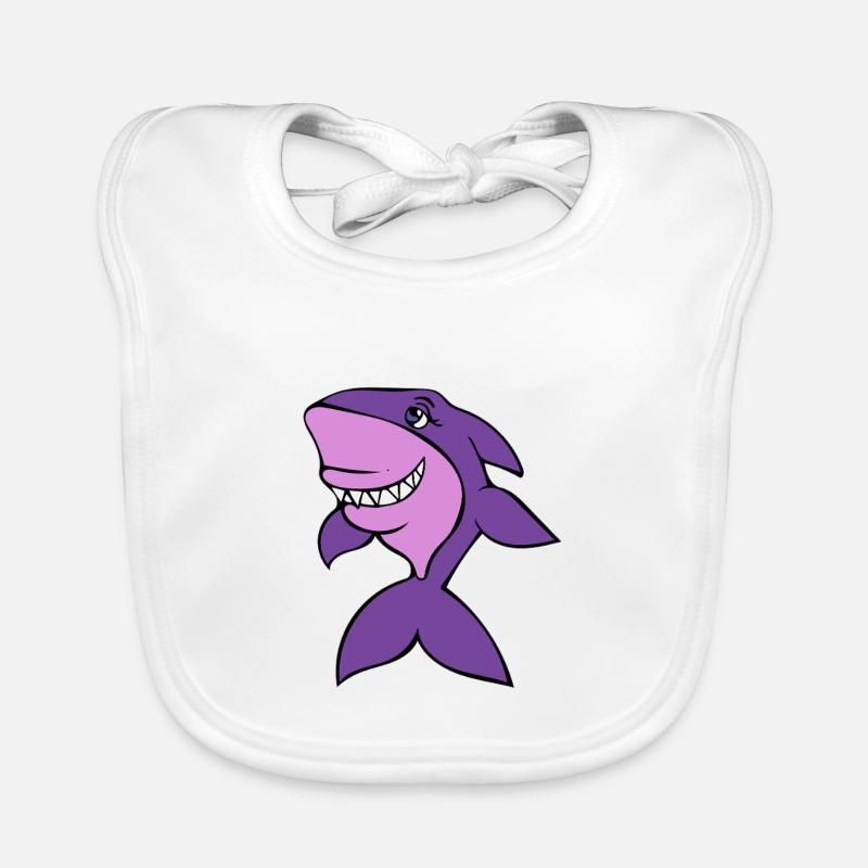 Sourire de dessin animé du requin violet Bavoir bio Bébé