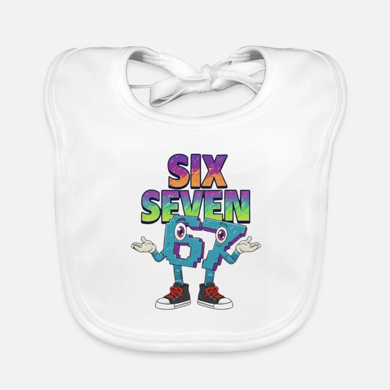 Six Seven 67 Meme – Brainrot Retro Style - Baby Bio-Lätzchen - Weiß