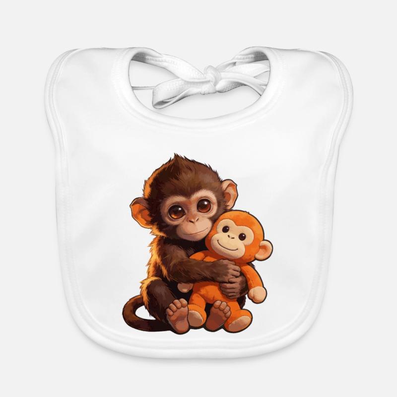 Petit singe mignon donne un coup de poing Coup de poing singe Bavoir bio Bébé