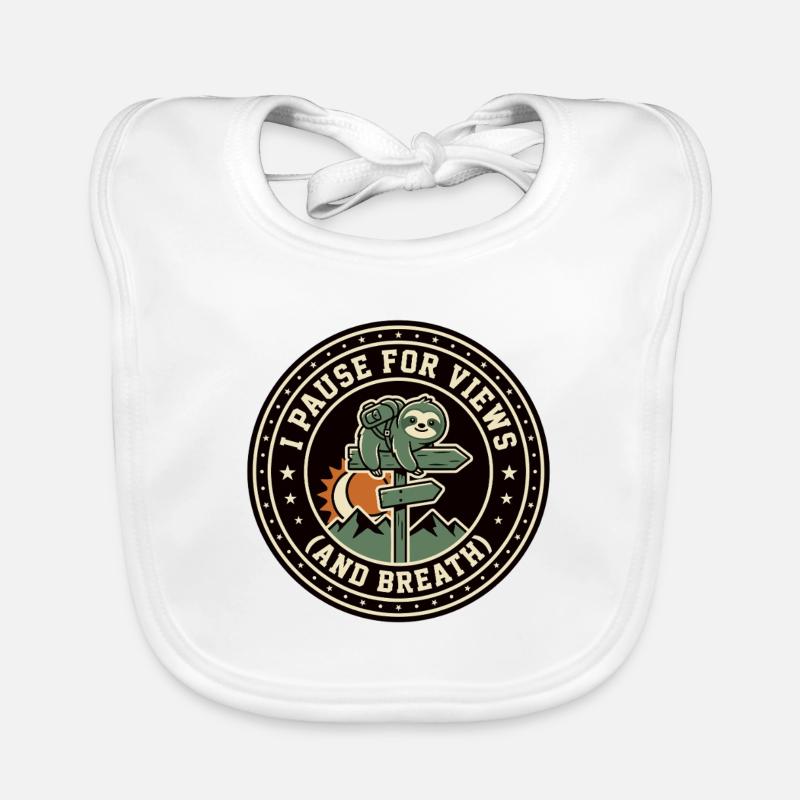 Faultier Pause Aussicht Atmen Organic Baby Bibs