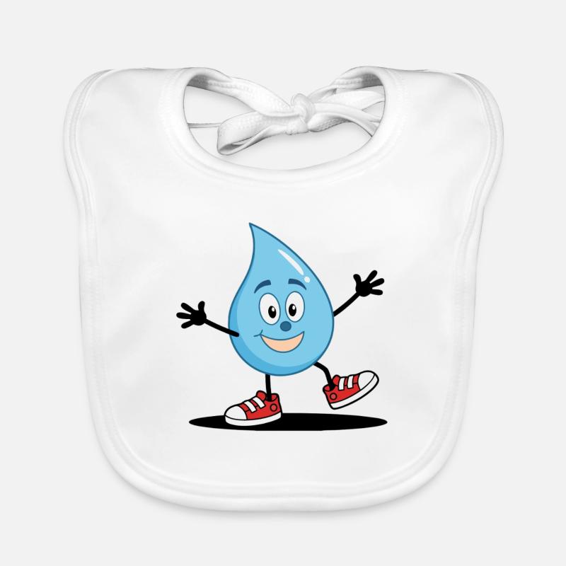 Ein lustiger Wassertropfen Gesicht in Turnschuhen Baby Bio-Lätzchen