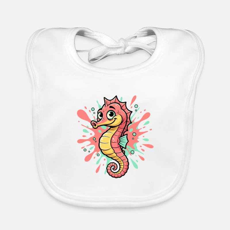 Illustration colorée de l’éclaboussure d’hippocampe Bavoir bio Bébé