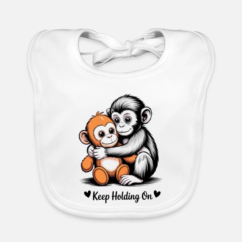 Keep Holding On Monkey Hug Organic Baby Bibs