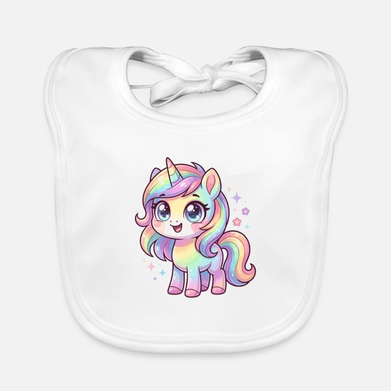 Pastellregen-Einhorn Chibi Baby Bio-Lätzchen