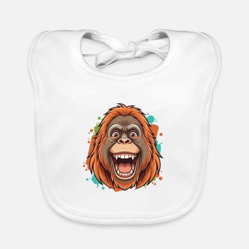 Lachender Orang-Utan Comic Baby Bio-Lätzchen