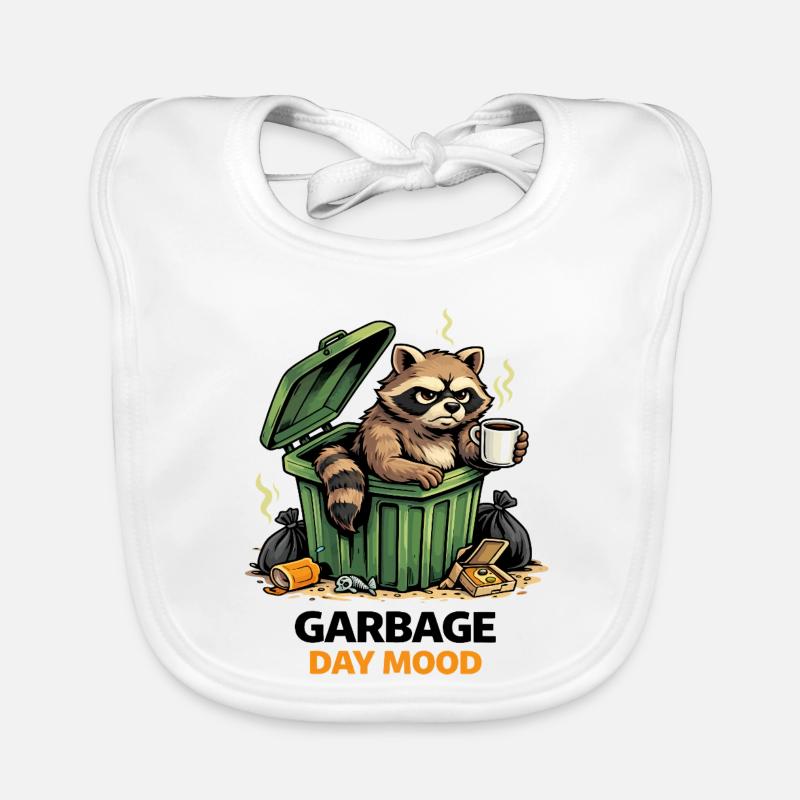 Raccoon in a Trash Can Mood Organic Baby Bibs