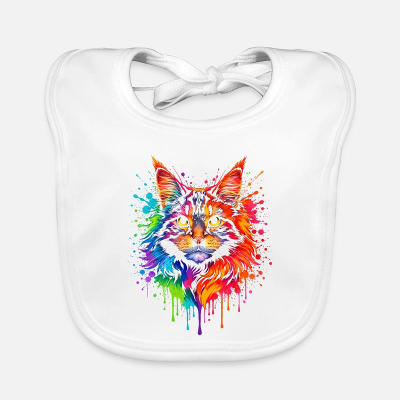 Néon du Maine Coon | Art du chat Pop Art Bavoir bio Bébé
