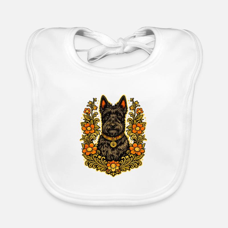 Floral Frame Scottish Terrier Baby Bio-Lätzchen