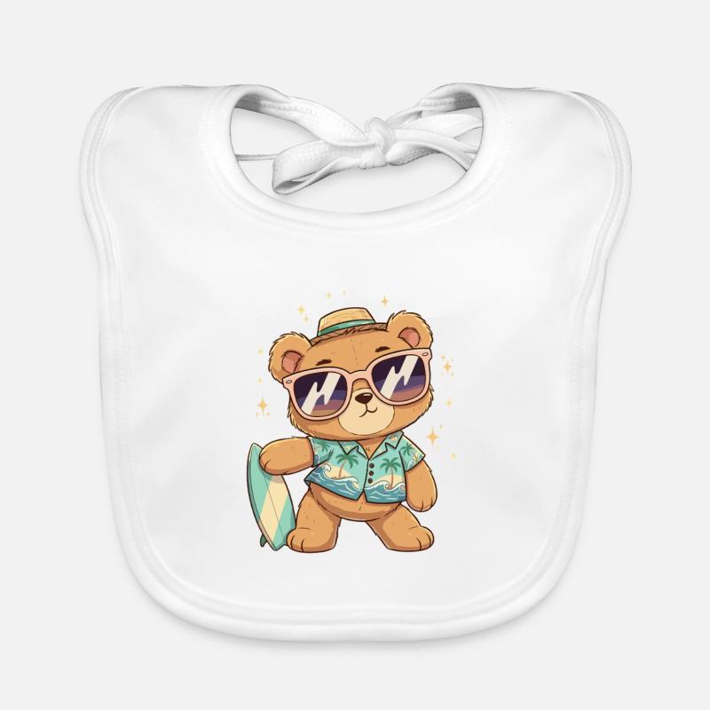Beach Bear Surfer Look Bavoir bio Bébé