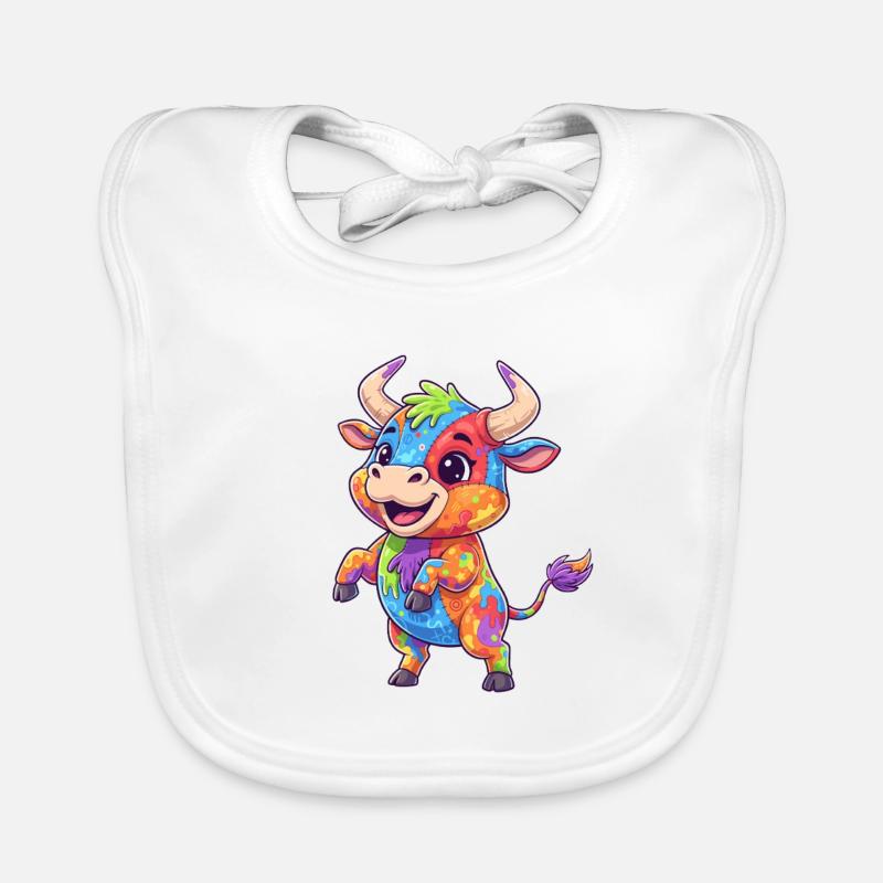 Farbenfrohe Kuh Farbexplosion Baby Bio-Lätzchen