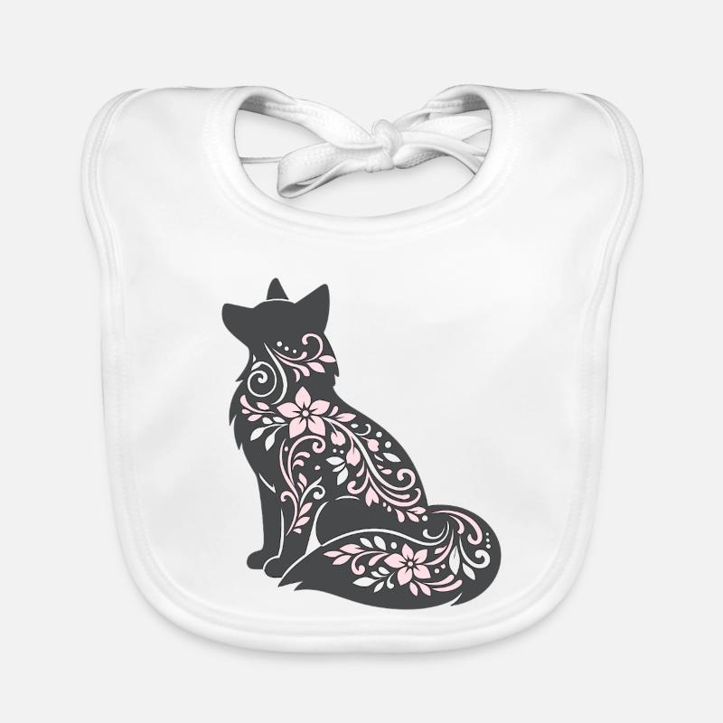 Silhouette de chat décorée de fleurs Bavoir bio Bébé