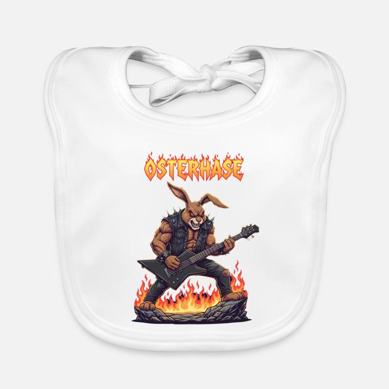 Heavy Metal Easter Bunny Rocker Easter Hardcore Bunny Organic Baby Bibs