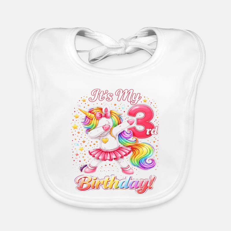 Dritter Geburtstag Einhorn Regenbogen Baby Bio-Lätzchen