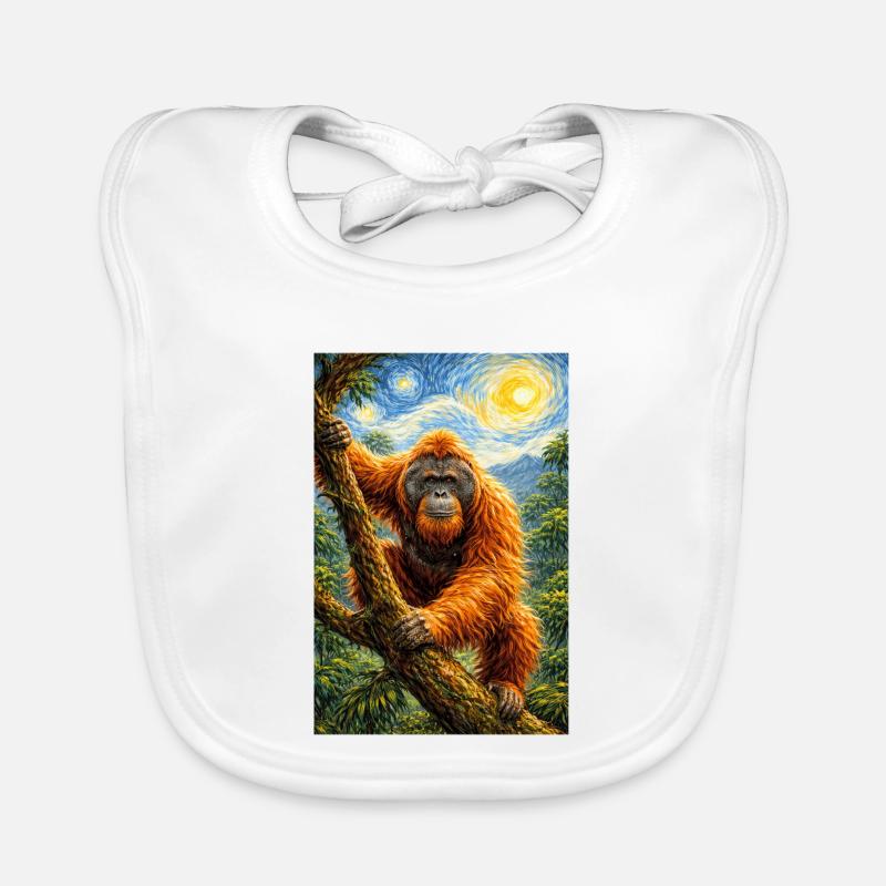 Orangutan Starry Night Style Organic Baby Bibs