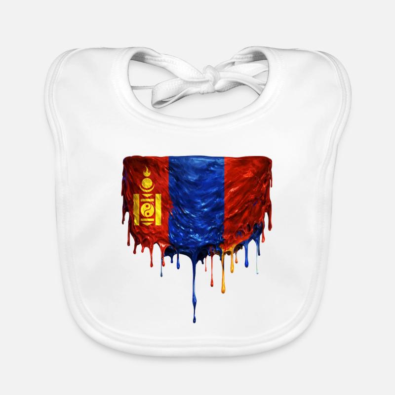 Mongolia Flag Drop Organic Baby Bibs