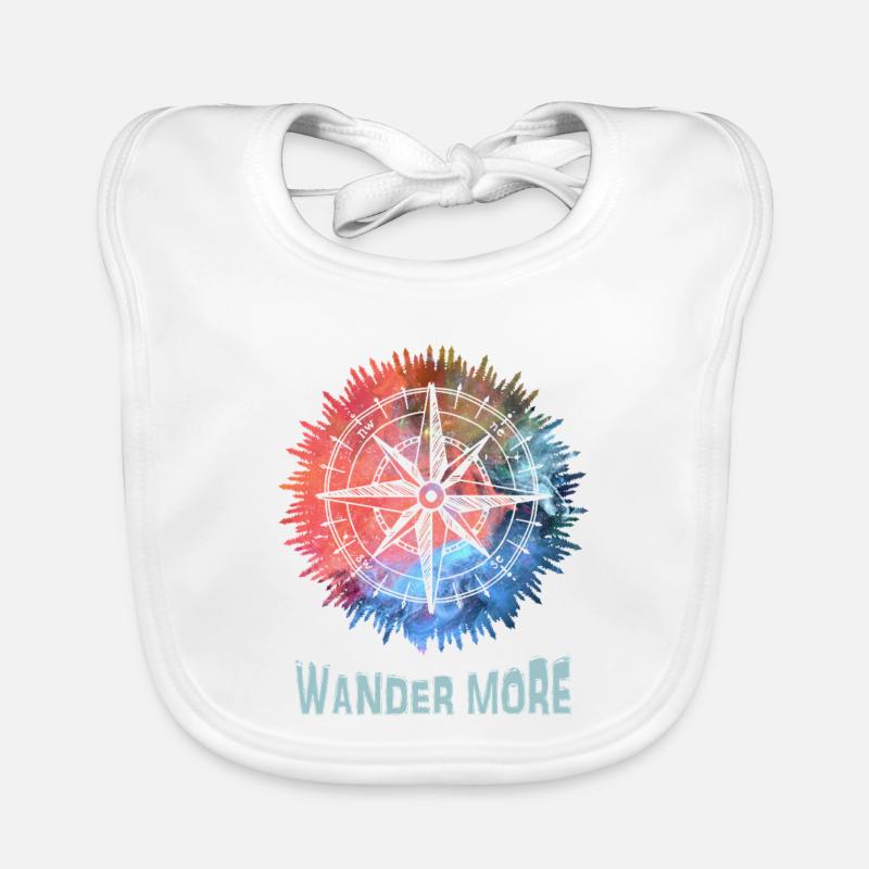 Wander More Compass Batik - Baby Bio-Lätzchen - Weiß