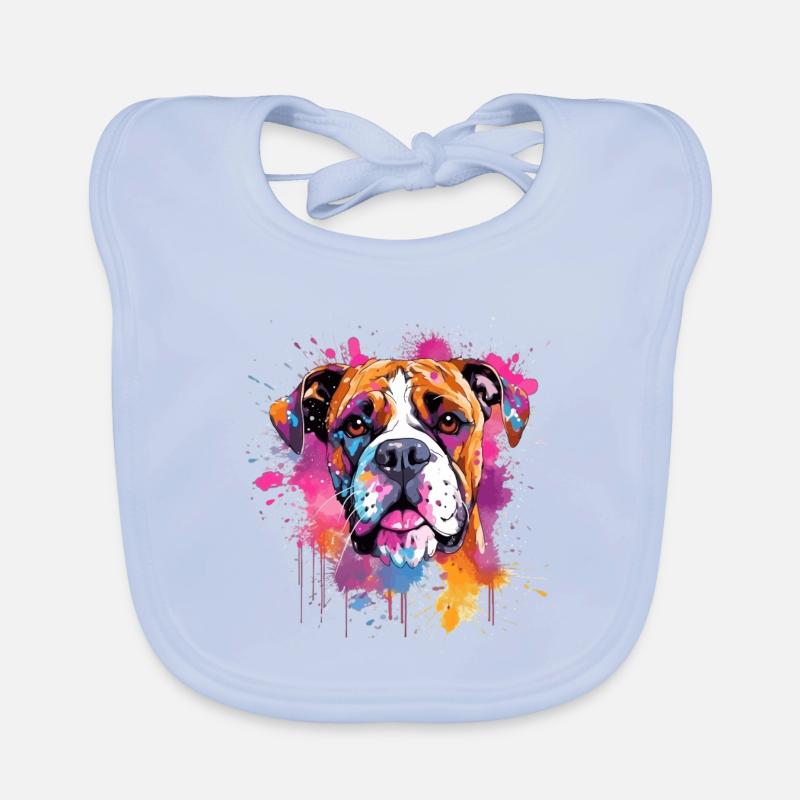 Portrait éclaboussé du chien boxer Bavoir bio Bébé