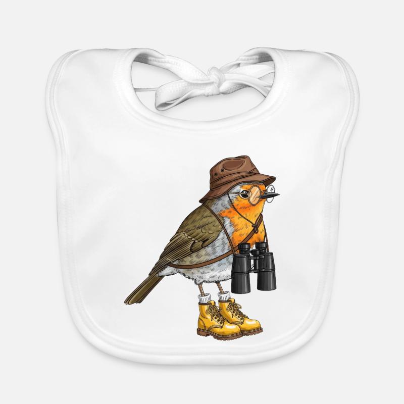 Entdecker-Robin mit Fernglas Baby Bio-Lätzchen