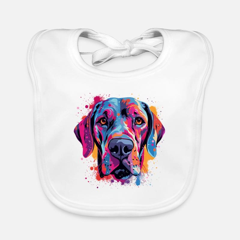 Bunte Dogge-Splash-Art Baby Bio-Lätzchen