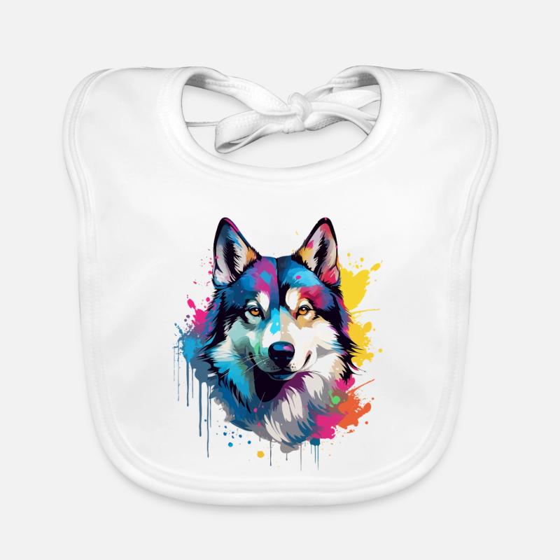 Dog Husky Bunte Spritzkunst Baby Bio-Lätzchen