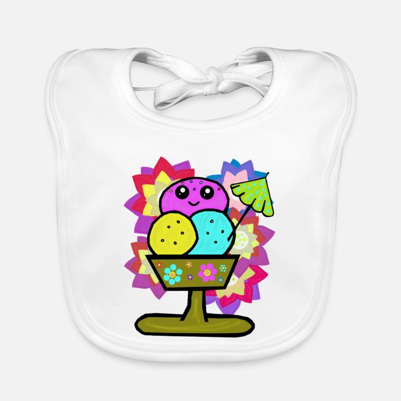 Retro Eis Eiskrem Eisbecher Vintage Blumen  Baby Bio-Lätzchen