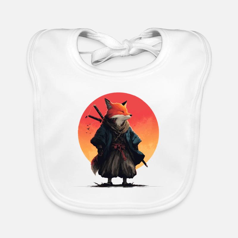 Fox Samurai au coucher du soleil Bavoir bio Bébé