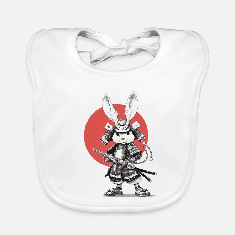Samurai-Kaninchen in Rüstung mit Katana Baby Bio-Lätzchen