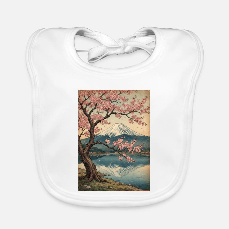 Cherry blossoms at Mount Fuji Organic Baby Bibs