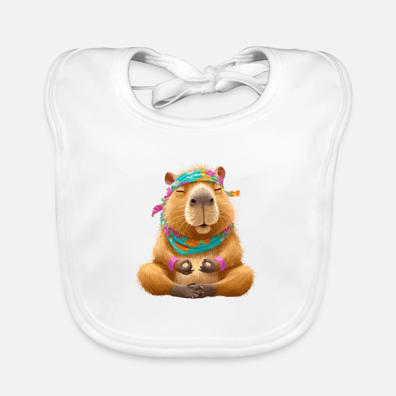 Capybara mit Blumenkranz in Meditationspose Baby Bio-Lätzchen